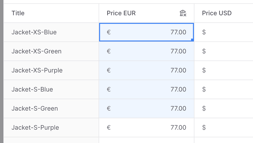 选择多个单元格