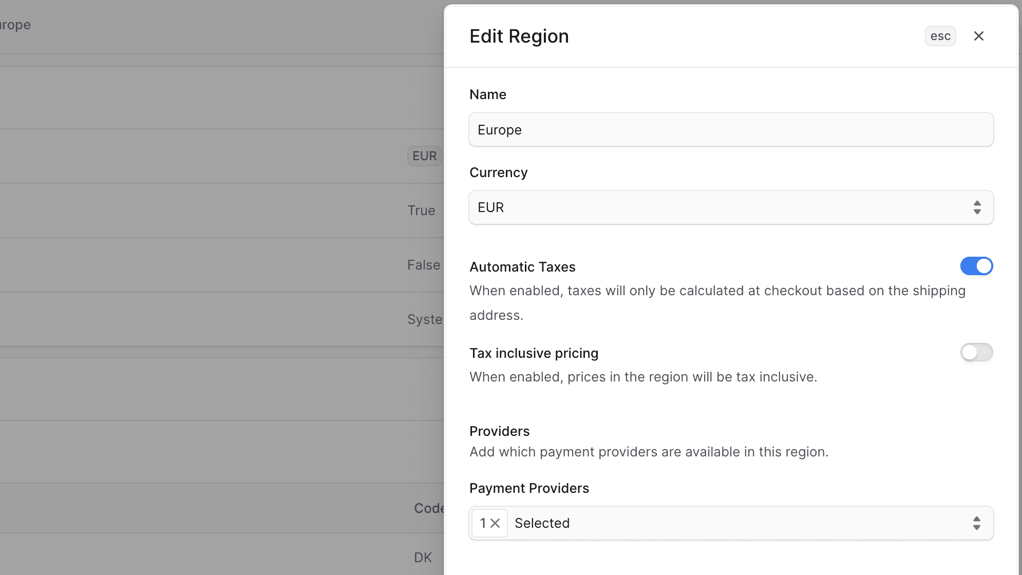编辑地区详情表单