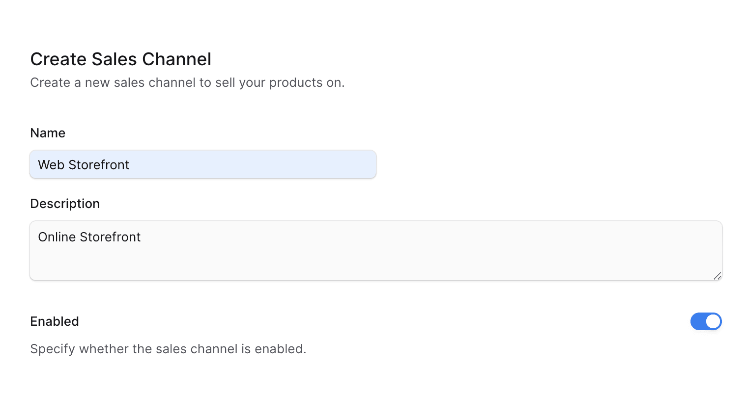 创建销售渠道表单